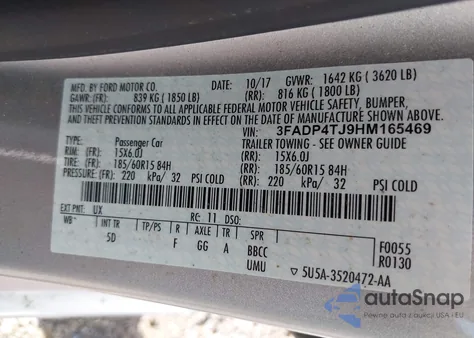 2017 Ford Fiesta S from USA, damaged, VIN 3FADP4TJ9HM165469